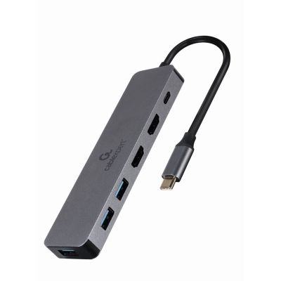 4. GEMBIRD MULTI ADAPTER USB TYP-C 3W1 SREBRNY HUB USB, HDMI, PD (100W)
