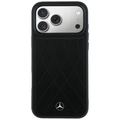 3. Etui Mercedes Leather with Crossed Lines MagSafe na iPhone 17 Pro Max - czarne