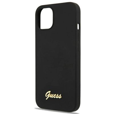 5. Etui Guess Silicone Script Gold Logo MagSafe na iPhone 13 - czarne