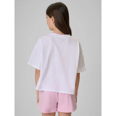 2. T-shirt bawełniany dziewczęcy 4F 4FJRSS26TTSHF3983-11S
