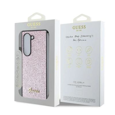 7. Etui Guess 4G Glitter Script na Samsung Galaxy Z Fold 6 - różowe