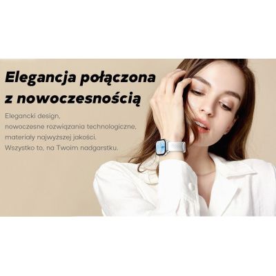 10. Smartwatch Damski GRAVITY GT15-12 Granatowy Pasek Silikonowy + Czarna Bransoleta