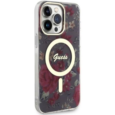 4. Etui Guess Flower MagSafe na iPhone 14 Pro Max - zielone