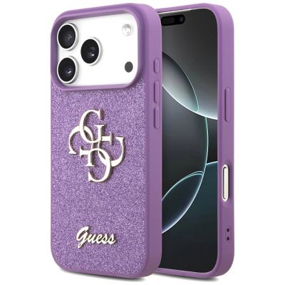 Etui Guess Fixed Glitter Big 4G na iPhone 17 Pro - fioletowe