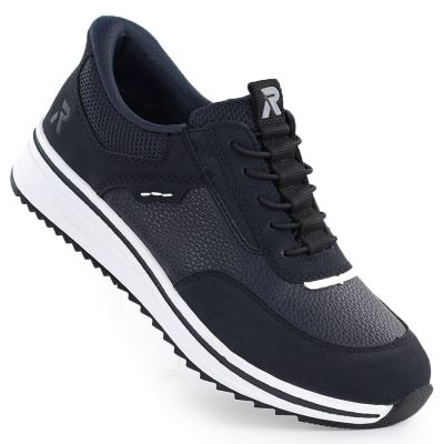 Półbuty damskie na podwyższeniu granatowe Rieker  L5850-14