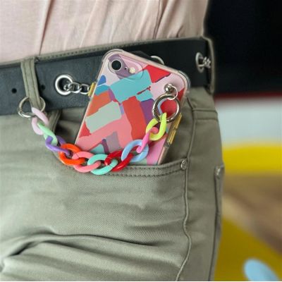4. Color Chain Case żelowe elastyczne etui z łańcuchem łańcuszkiem zawieszką do Samsung Galaxy S21 Ultra 5G wielokolorowy (4)