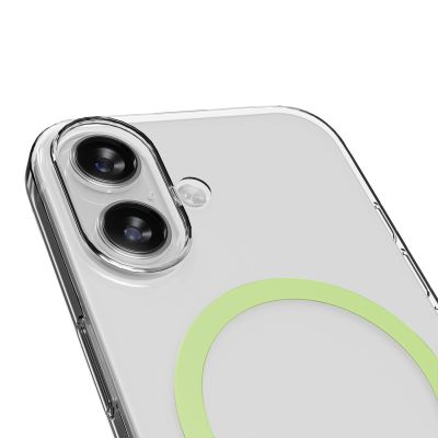 10. Etui Puro Lite Mag TPU+PC kompatybilne z MagSafe na iPhone 17 - przezroczyste z zielonym pierścieniem