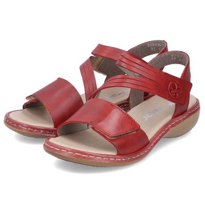 16. Skórzane komfortowe sandały Rieker W RKR685 czerwone