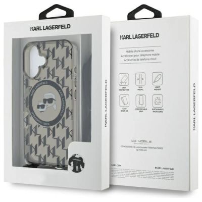7. Etui Karl Lagerfeld IML Crossbody Monogram Karl & Choupette Head MagSafe na iPhone 16 - czarne