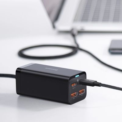 11. Baseus GaN3 Pro szybka uniwersalna ładowarka sieciowa GaN 2 x USB Typ C / 2x USB 100W PD3.0, QC4.0+, AFC czarny (CCGP000101)