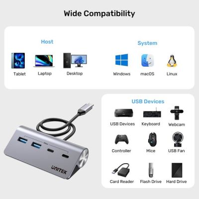10. UNITEK HUB ALUMINIOWY USB-A/C 2X USBA 2X USBC 5GBP