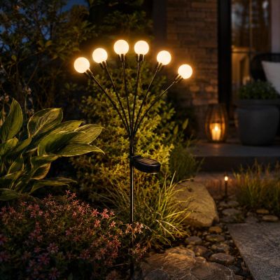6. LAMPA SOLARNA TAŃCZĄCE NA WIETRZE KULECZKI BIAŁE 6 LED 75CM XXL