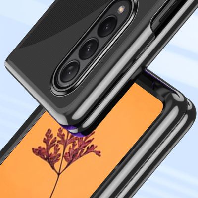 5. Plating Case etui Samsung Galaxy Z Fold 4 pokrowiec z metaliczną ramką niebieskie