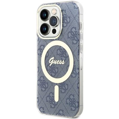 2. Etui Guess IML 4G MagSafe na iPhone 15 Pro - niebieskie