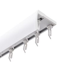 SZYNA SUFITOWA Z OSŁONĄ ŚLIZGI Z AGRAFKAMI 400 CM ALUMINIOWA BIAŁA PODWÓJNA KOWALSKI