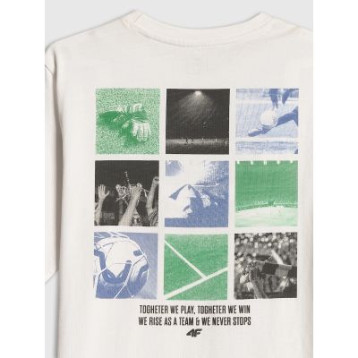 7. T-shirt loose z nadrukiem chłopięcy 4F 4FJRSS26TTSHM4277-10S