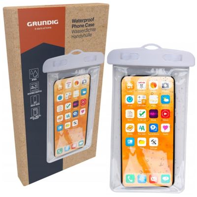 3. WODOODPORNE ETUI POKROWIEC NA TELEFON 11X21CM PVC BIAŁE GRUNDIG