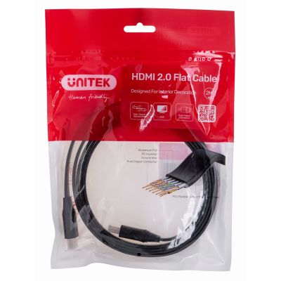 UNITEK KABEL HDMI 2.0 4K60HZ, PŁASKI, 2M, C11063BK-2M