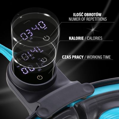 9. ZESTAW HULA HOP MAGNETYCZNY BLACK/TURQUOISE HHM17 Z LICZNIKIEM HMS + PAS WYSZCZUPLAJĄCY BR163 RED