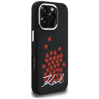 4. Etui Karl Lagerfeld Silicone Heart Sign Logo MagSafe na iPhone 16 Pro Max - czarne