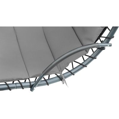 9. HUŚTAWKA FOTEL BUJANY Z PARASOLEM LIZBONA CIEMNO SZARA