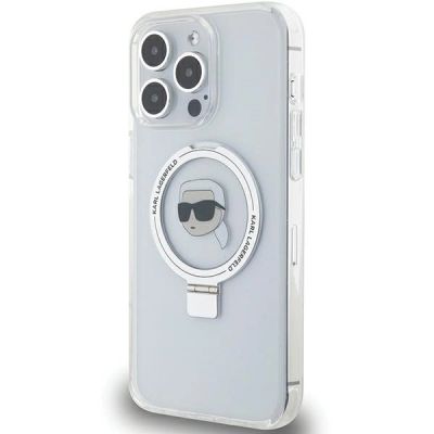 2. Etui Karl Lagerfeld Ring Stand Karl Head MagSafe do iPhone 15 Pro - białe