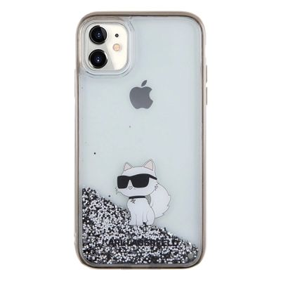 3. Etui Karl Lagerfeld Liquid Glitter Choupette na iPhone 11 / Xr - przezroczyste