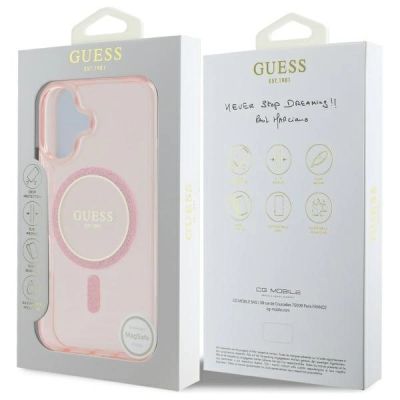 8. Guess GUHMP16SHFGEREP iPhone 16 6.1"      różowy/pink hardcase IML Glitter Circle MagSafe