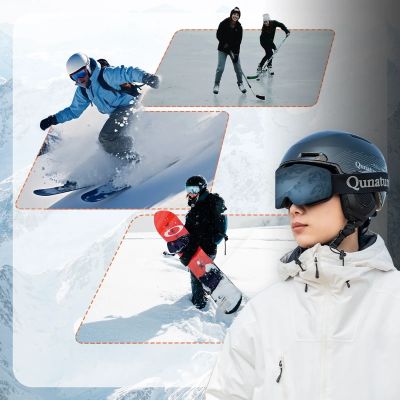 5. Kask narciarski Qunature 10130003004 z nausznikami snowboard 54-58 cm - czarny