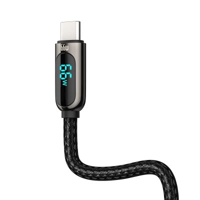 5. Kabel Baseus Display Fast Charging Data USB-A / USB-C 66W 1 m - czarny