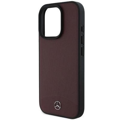 6. Etui Mercedes Textured And Plain Leather MagSafe na iPhone 16 Pro - czerwone