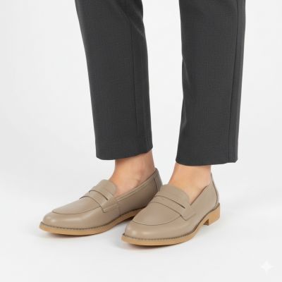 5. Skórzane półbuty lordsy beżowe Jezzi SFY25128