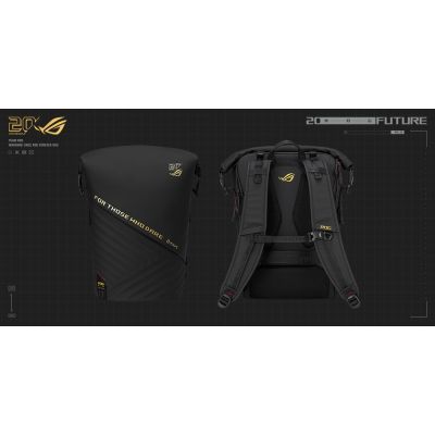 4. ASUS ROG SLASH Backpack Edition 20 plecak Plecak rolowany Czarny Poliester, Skóra woskowana (Pull Up)