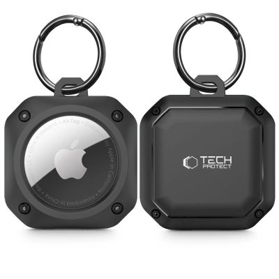 Etui Tech-Protect Rough Pro na Apple AirTag 1 / 2 z kółkiem - czarne