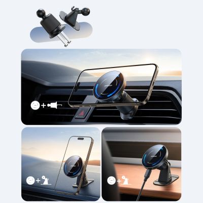 2. Uchwyt samochodowy Joyroom JR-ZS502 kompatybilny z MagSafe z ładowarką indukcyjną na kratkę nawiewu/deskę rozdzielczą - czarny