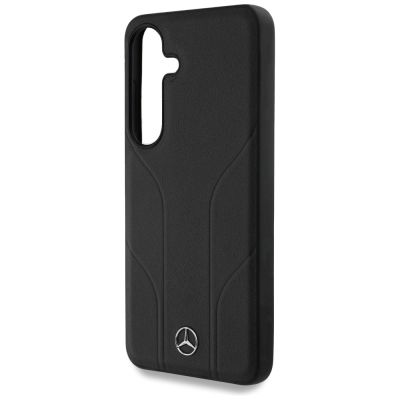 6. Etui Mercedes Leather Debossed Lines MagSafe na Samsung Galaxy S25 - czarne