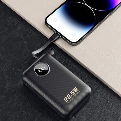 8. Powerbank Dudao K14+ 20000mAh 22.5W USB-C / USB-A / wbudowane kable Lightning i USB-C - czarny