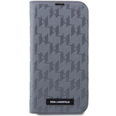 3. Etui Karl Lagerfeld Saffiano Monogram na iPhone 14 Pro Max - srebrne