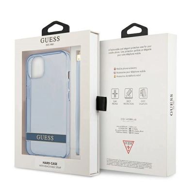 8. Etui Guess Translucent Strap na iPhone 13 - niebieskie