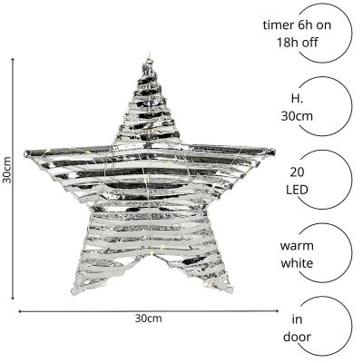 5. GWIAZDA DEKORACYJNA 20LED 30CM SREBRNY