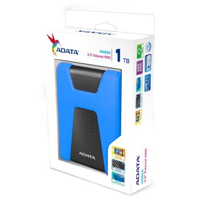 7. Dysk zewnętrzny HDD ADATA HD650 (1TB; 2.5"; USB 3.2; niebieski)