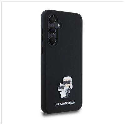 4. Etui Karl Lagerfeld Silicone Karl&Choupette Metal Pin na Samsung Galaxy A35 - czarne