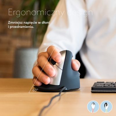 5. Ergonomiczna mysz R-Go Maus HE ergonomicznie praworęczna USB średnia czarna retail