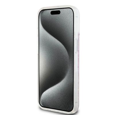 5. Etui DKNY Liquid Glitter Multilogo na iPhone 15 / 14 / 13 - różowe