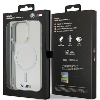 8. Etui BMW Silver Ring MagSafe na iPhone 14 Pro - przezroczyste