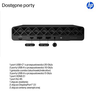 5. HP ProDesk 4 Mini G1i AI Intel Core Ultra 5 235T 16 GB DDR5-SDRAM 512 GB SSD Windows 11 Pro Mini PC AI PC Czarny