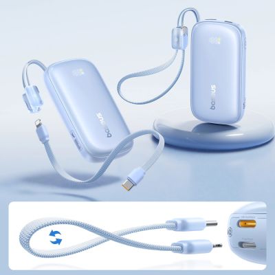 6. Powerbank Baseus EnerFill FC21 Qpow 3 Ultra 10000mAh 45W z odłączanym kablem USB-C/Lightning - niebieski