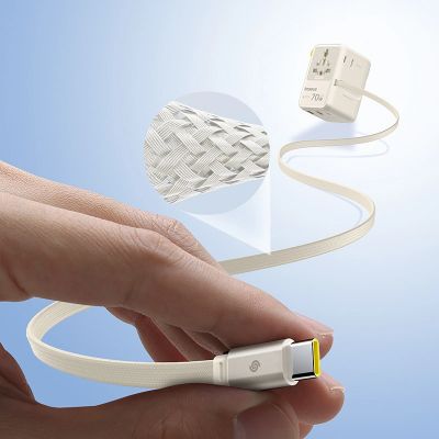 6. Adapter podróżny Baseus EnerCore CG11 70W 6w1 ze zwijanym kablem USB-C - biały
