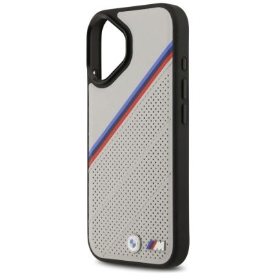 6. Etui BMW M Tricolor Metal Logo MagSafe do iPhone 17 - szare
