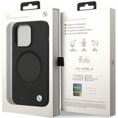 8. Etui BMW Signature Liquid Silicone MagSafe na iPhone 14 Pro - czarne